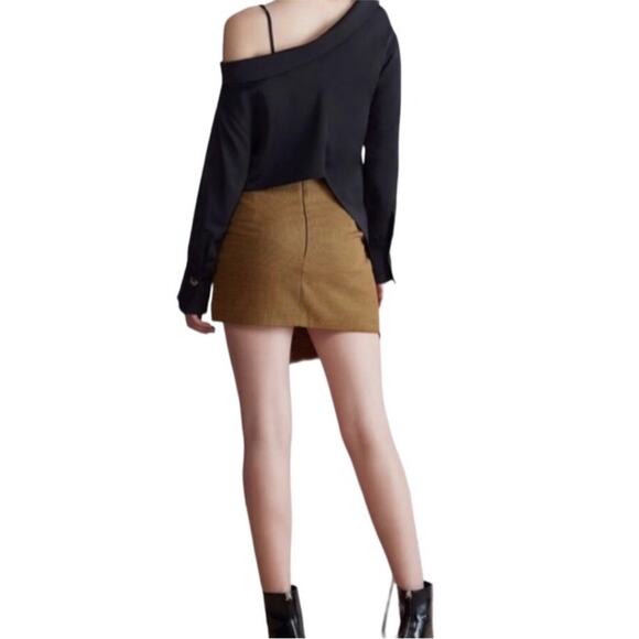 N12H Houndstooth Skirt S Exhibitionist Wrap Assym Ruffle Boho Fairy Acubi City - Picture 5 of 12